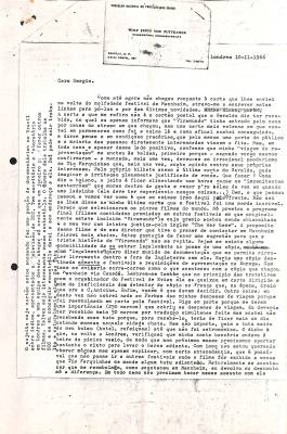 Carta de Vladimir Herzog para Sergio Muniz, 10 nov. 1966